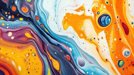 Poster - Abstract Swirling Patterns of Ink Drops in Vibrant Water Colors