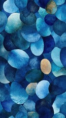 Poster - Abstract Watercolor Pattern in Ocean Blue Tones with Soft Circles