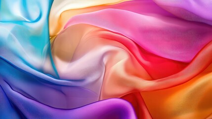 Poster - Vibrant Flowing Fabric Background in Bright Multicolor Shades with Soft Textures Creating a Dreamy and Ethereal Atmosphere for Artistic Projects
