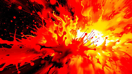 Wall Mural - 8k ultra hd desktop wallpaper, dynamic abstract art with intense dramatic lighting, vibrant reds ora