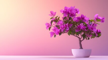 Wall Mural - Pink Bougainvillea Bonsai Tree in a Pale Pot