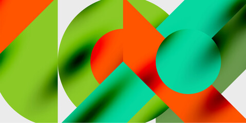 Poster - Modern abstract background featuring circles, lines, and triangles in a dynamic geometric composition. Perfect for stylish, tech, or creative-themed designs
