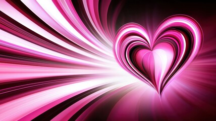 Fototapete - Vibrant Pink Heart with Flowing Light and Colorful Background