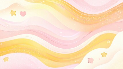 Wall Mural - Soft Pastel Waves with Stars and Hearts for Dreamy Backgrounds