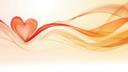 Poster - Abstract Heart with Smooth Waves and Warm Color Palette Background