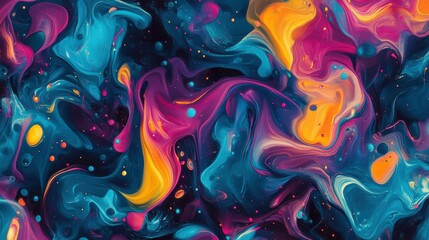 Poster - Vibrant Abstract Pattern of Swirling Ink Drops in Water
