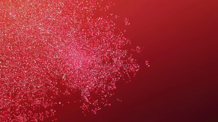 Poster - Abstract Red Background with Connected Nodes and Glowing Particles