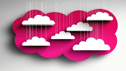 Poster - Artistic Cloud Design with Pink Background and White Clouds