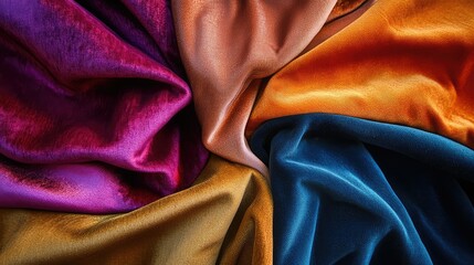 Poster - Luxurious and Colorful Textures of Draped Fabrics Showcasing Rich Hues in a Plethora of Tones and Shades Perfect for Fashion or Interior Design Projects