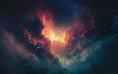 Wall Mural - stunning nebula cloudscape with starry background cosmic space art