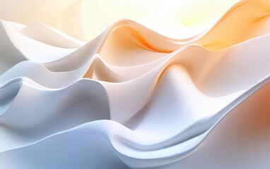 Poster - Abstract White and Peach Wave Background, Smooth Silk Fabric Texture, Elegant 3D Rendering.