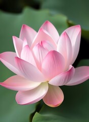 Wall Mural - an image of a pink flower is blooming on a leaf, a close up of a pink flower on a leafy surface