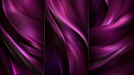 Poster - Smooth Flowing Purple Waves with Elegant Stripes and Gradients
