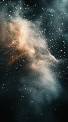 Wall Mural - majestic nebula cloud with golden dust and dark space background - high-resolution abstract astronom