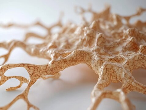 Detailed Macro Shot of Textured Beige Organic Structure Explore the intricate patterns and surface details of this abstract organic form, showcasing its natural texture and subtle color variations