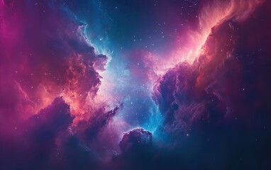 Wall Mural - vibrant galactic nebula cosmic cloud of stars, gas, and dust in pink, blue, and purple