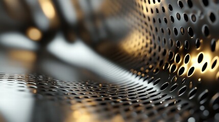 Aufkleber - Close-Up View of Metallic Surface with Polka Dot Patterns and Reflections