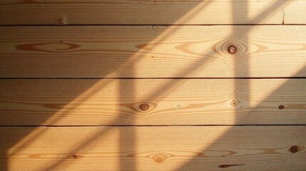 Poster - Warm Light Through Wooden Planks Creates a Natural Shadow Pattern