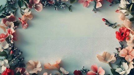 Wall Mural - Delicate Floral Frame Encircling A Soft Background