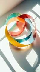 Poster - Colorful Paper Strips in Artistic Arrangement Casting Shadows on Surface