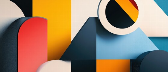 Poster - Geometric Shapes with Bold Colors in Abstract Composition Art