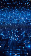 Poster - Abstract Blue Glittering Data Patterns with Lights and Digital Effect