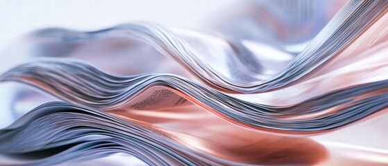 Poster - Flowing Waves of Paper Sheets in Soft Natural Light on a Light Background