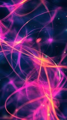 Poster - Vibrant Abstract Light Waves in Purple and Pink Shades with Sparkles