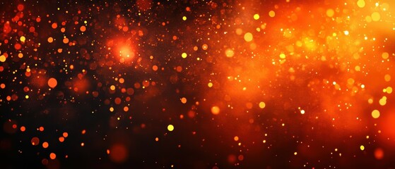Poster - Vibrant Bokeh Background of Warm Orange and Red Dust Particles