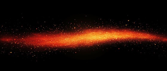 Poster - Glowing Orange Sparkle Dust Flowing Across a Black Background