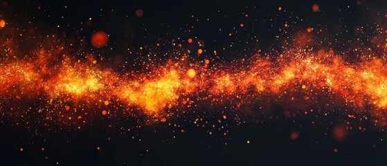 Poster - Vibrant Abstract Background of Fiery Particles Against Dark Space