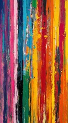 Poster - Vibrant Abstract Colorful Stripes with Bold Paint Texture and Patterns