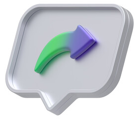 Poster - 3d shape chat social media notification silver colorful hashtag arrow icon rectangle icon isolated transparent background 3D rendering