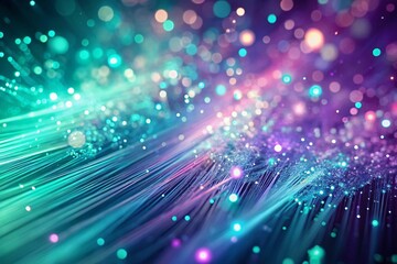 Poster - Pastel Purple Teal Glowing Streaks Abstract Futuristic Background