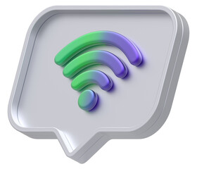Poster - 3d shape chat social media notification silver colorful wireless icon rectangle icon isolated white background 3D rendering