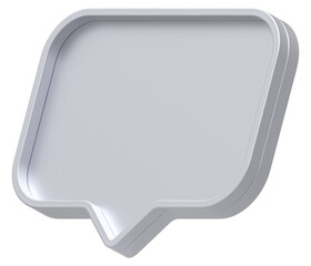Poster - 3d shape chat social media notification silver empty rectangle icon isolated transparent background 3D rendering