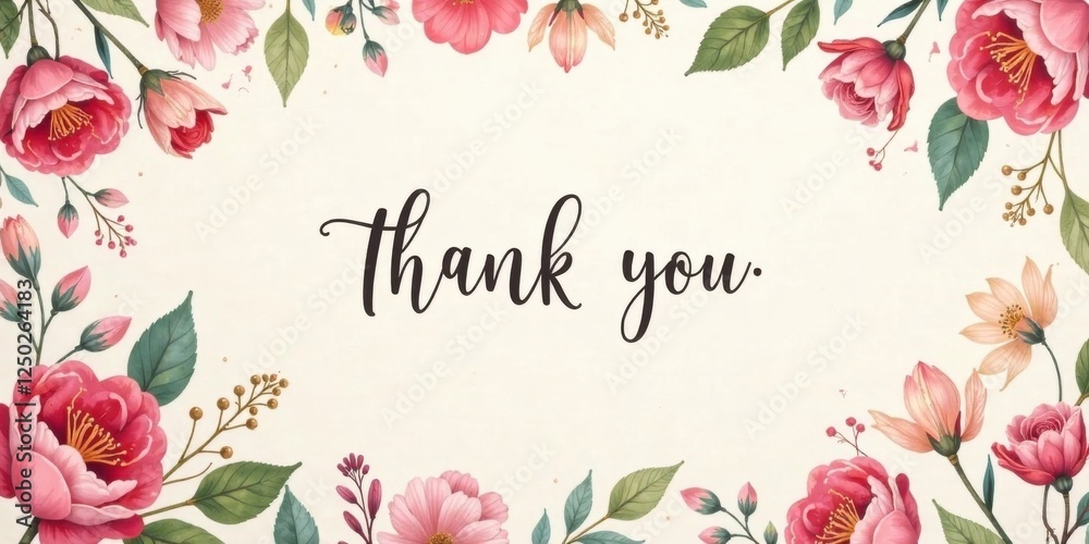 Elegant Floral Frame with Thank You Message, Perfect for Cards and ...