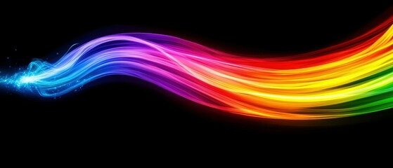 Poster - Colorful Wave of Light on Black Background with Fluid Motion Effect
