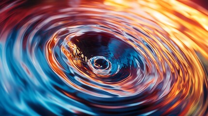 Poster - Swirling Water Ripple Reflecting Vibrant Colors Creates a Mesmerizing Visual Effect During a Serene Moment