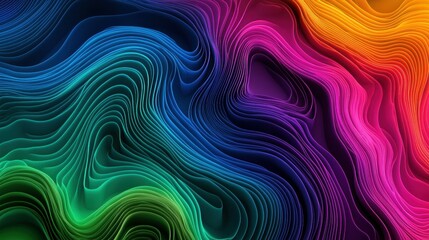 Poster - Colorful Abstract Wave Pattern with Flowing Lines and Depth Effects