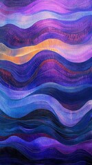 Poster - Abstract Waves in Purple and Blue Tones with Textured Brush Strokes