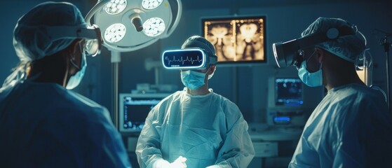 Poster - Futuristic Operating Room with Augmented Reality Technology and Surgeons