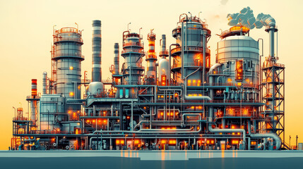 Poster - Innovative oil industry facility with advanced technology