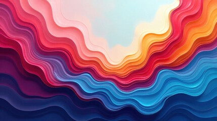 Wall Mural - Abstract Colorful Layered Wave Pattern Background Design with Vivid Hues and Smooth Curves