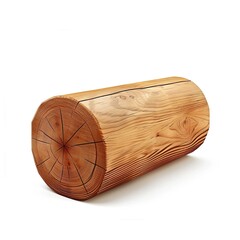 Wall Mural - A smooth wooden log, typically used for decoration or as a rustic furniture piece. isolated on white background