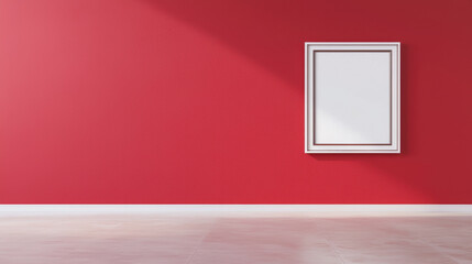 Poster - blank frame on vibrant red wall, perfect for showcasing art