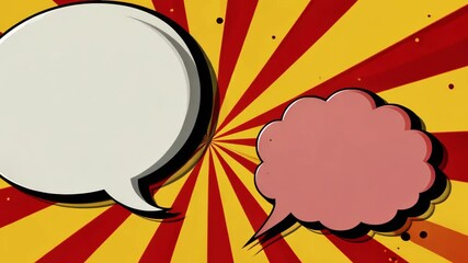 Aufkleber - A cartoon drawing of two speech bubbles, one of which is white and the other is yellow. The white bubble is empty and the yellow bubble is filled with a cloud
