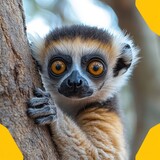 Close-up Portrait of a Crowned Lemur