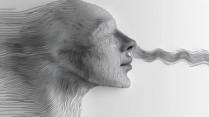 Poster - Abstract Line Art Portrait of a Woman's Face in Black and White