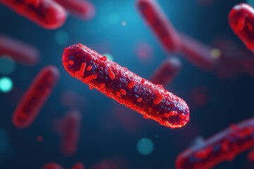 Poster - Exploring bacterial structures under microscope laboratory scientific imaging dark environment close-up microbiology